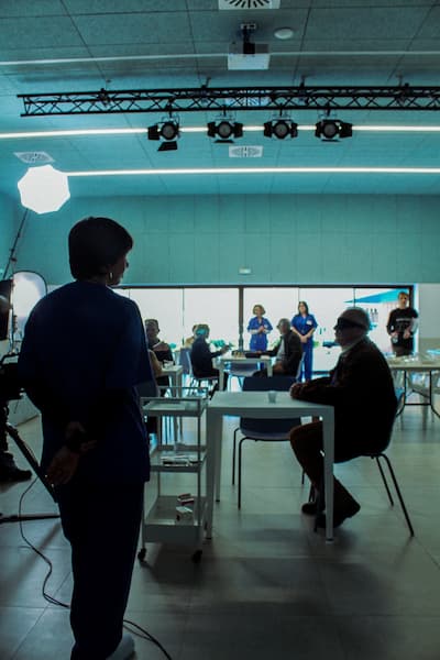 Los actores preparados para rodar